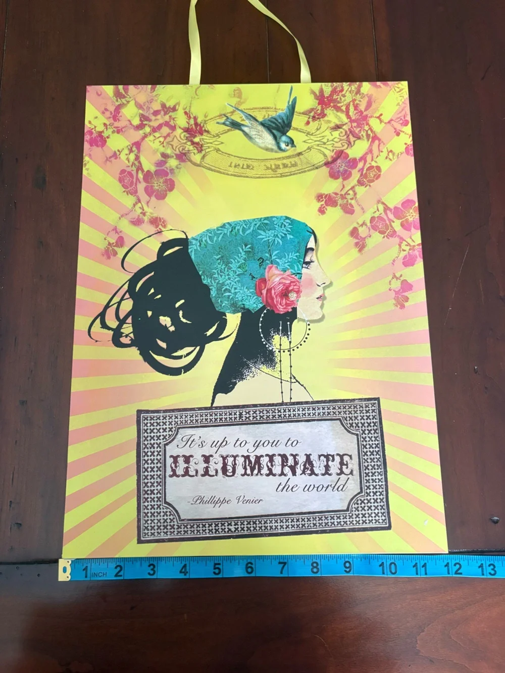 Illuminate the World Art Print with Turquoise Scarf and Pink Rose